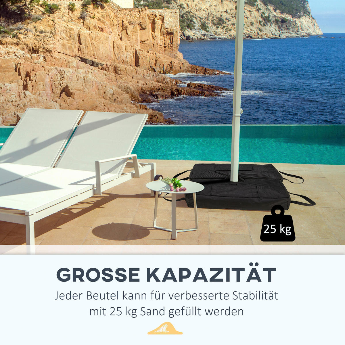 Outsunny Sonnenschirmständer schwarz Polyethylen B/H/L: ca. 50x18x50 cm Sonnenschirmständer - schwarz (50,00/50,00/18,00cm) - Outsunny