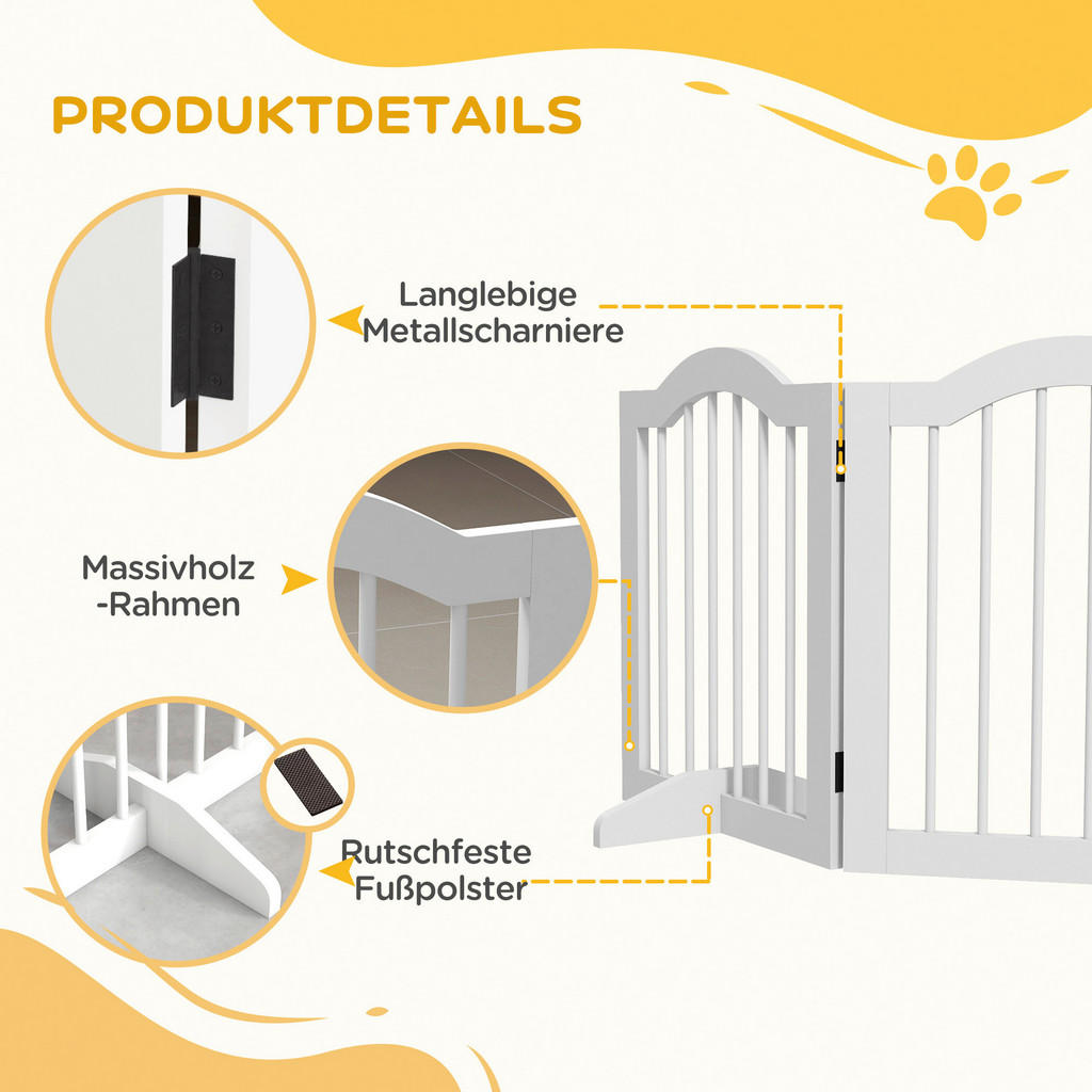 Thumbnail - PawHut Schutzgitter weiß MDF B/H/L: ca. 29,5x61x203,5 cm