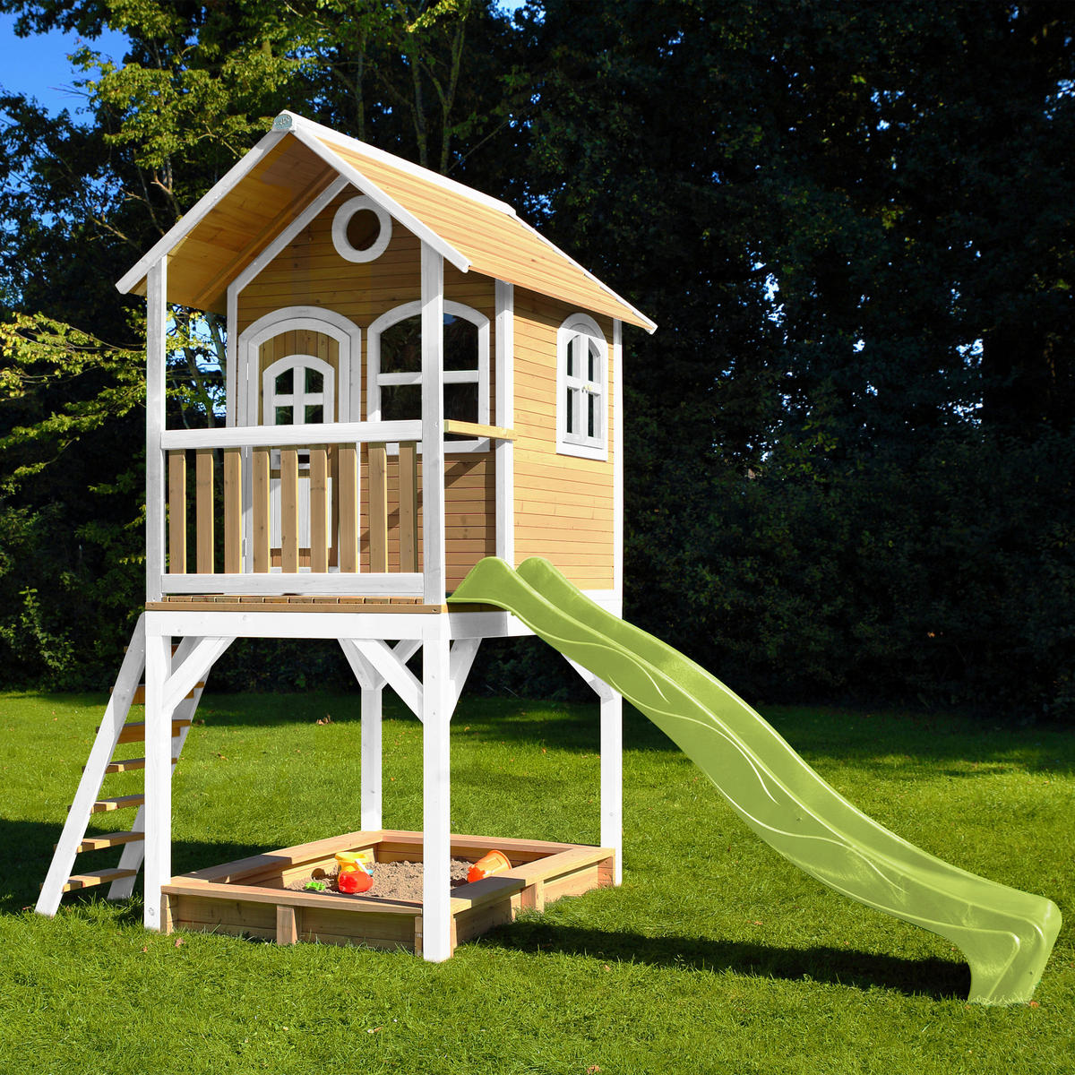 AXI Spielhaus Sarah braun B/H/L: ca. 370x291x191 cm Sarah - braun/weiß (191,00/370,00/291,00cm) - AXI