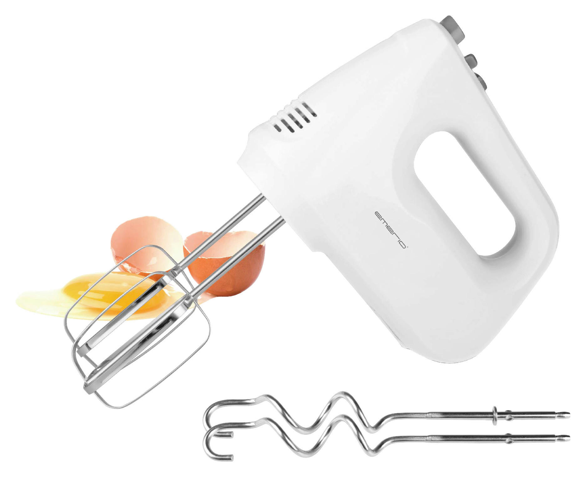 Emerio Handmixer HM-124178 silber weiß Edelstahl Kunststoff B/H/T: ca. 8,3×13,7×18,3 cm