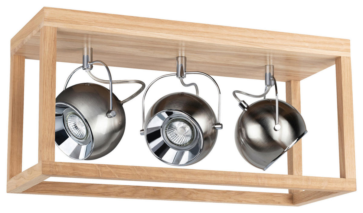 SPOT Light Deckenleuchte  SP-5227374 Roy Eiche Satiniert Holz Metall B/H/L: ca. 20x25x52 cm GU10 3 Brennstellen Roy - Eiche/Satiniert (52,00/20,00/25,00cm) - SPOT Light