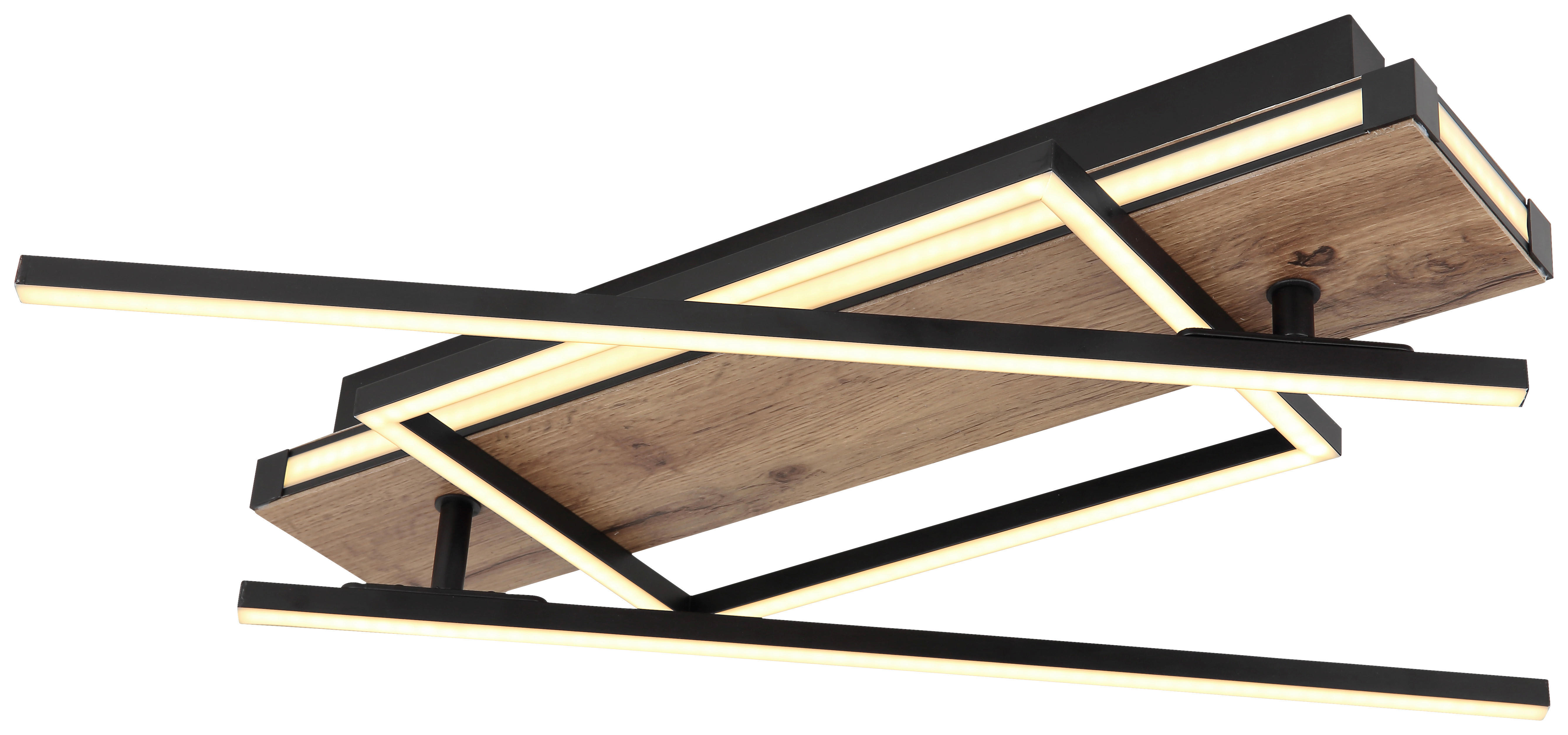 GLOBO LED-Deckenleuchte 67299D3 dunkelbraun mattschwarz Metall MDF Kunststoff B/H/T: ca. 88x12x120 cm COLLI - dunkelbraun/mattschwarz (88,00/12,00/120,00cm) - GLOBO