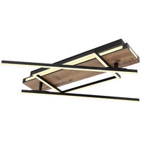 GLOBO LED-Deckenleuchte 67299D3 dunkelbraun mattschwarz Metall MDF Kunststoff B/H/T: ca. 88x12x120 cm COLLI - dunkelbraun/mattschwarz (88,00/12,00/120,00cm) - GLOBO
