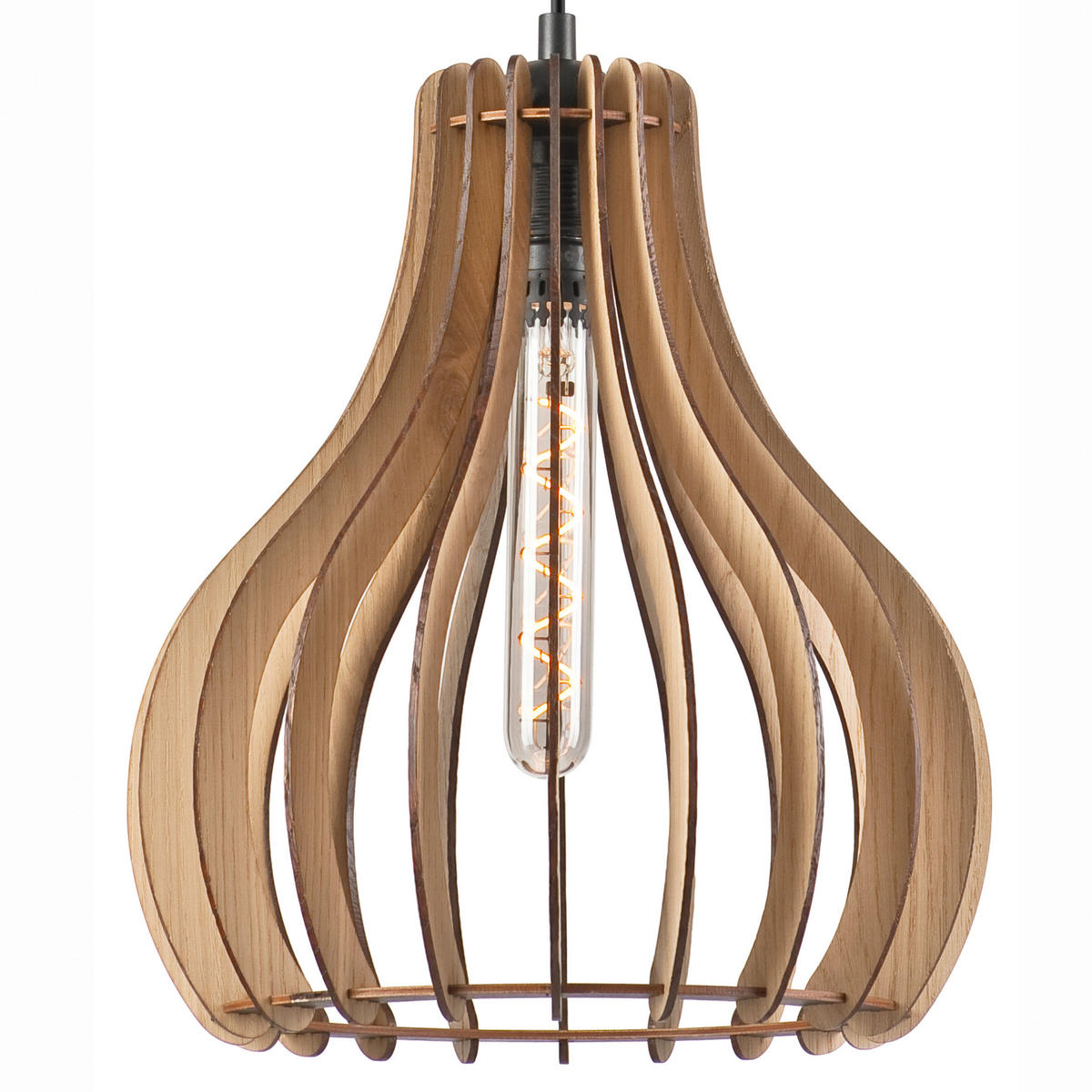 Lamkur Pendelleuchte TUCCI 50119 Eiche Eiche H/L: ca. 120x29 cm E27 1 Brennstellen Tucci - Eiche (29,00cm) - Lamkur