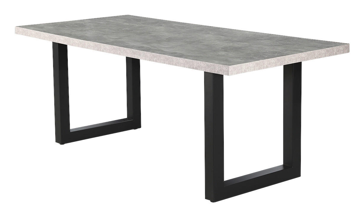 Esstisch  Beton Optik B/H/T: ca. 200x76x90 cm Tessa Esstisch - Beton/schwarz (200,00/76,00/90,00cm)