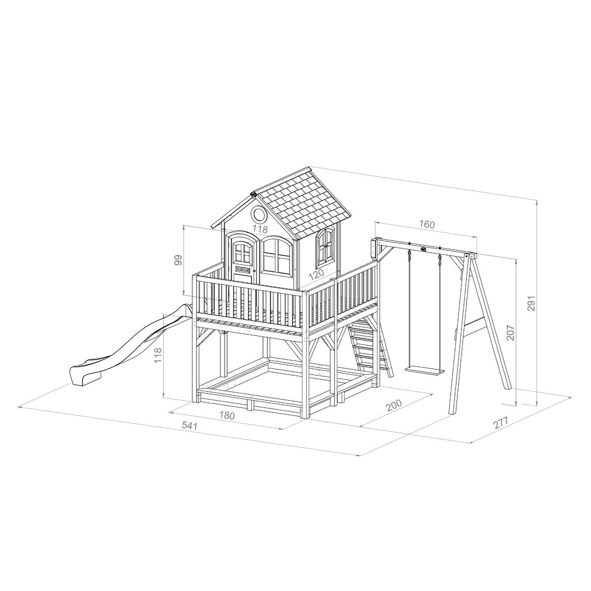 AXI Spielhaus Liam braun B/H/L: ca. 541x291x277 cm Liam - braun/weiß (277,00/541,00/291,00cm) - AXI