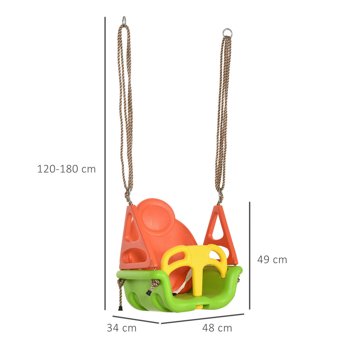 Outsunny Schaukel orange B/H/L: ca. 34x48x180 cm Kinderschaukel - orange/gelb (180,00/34,00/48,00cm) - Outsunny