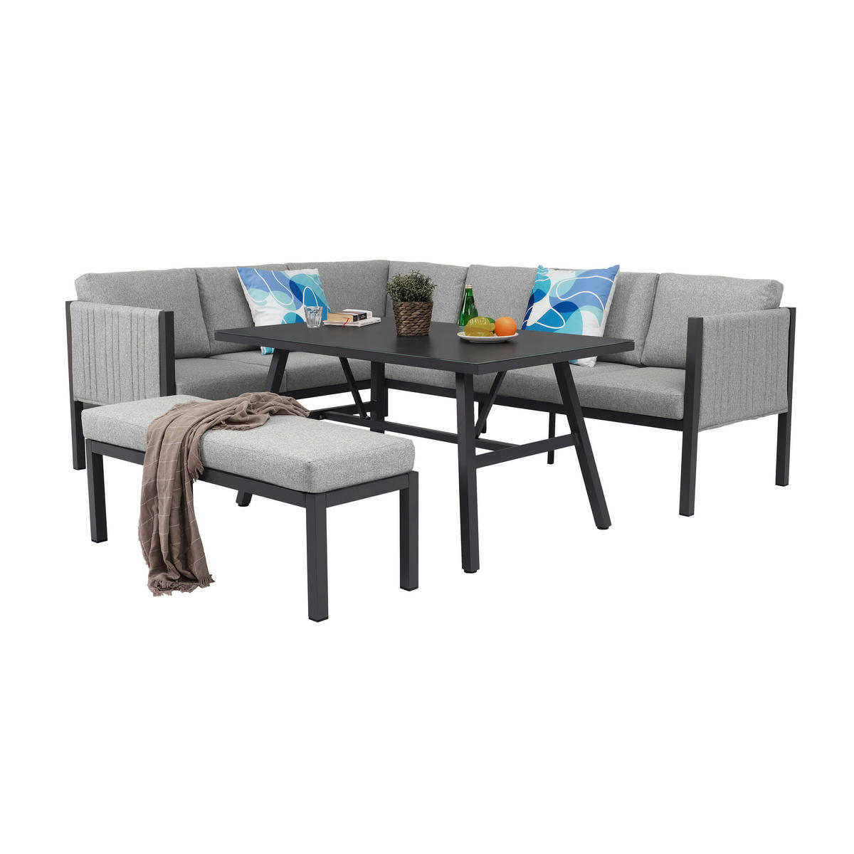 POCOline Gartensitzgruppe Alicante grau Alu Alicante - dunkelgrau/grau - POCOline