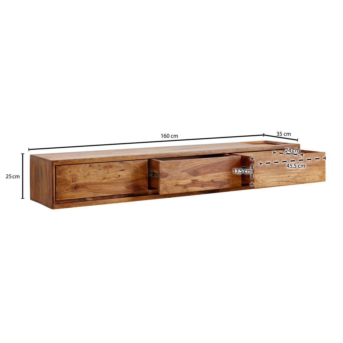 Lowboard rosenholz Nachbildung B/H/T: ca. 160x25x35 cm Lowboard - rosenholz (160,00/25,00/35,00cm) - Wohnling