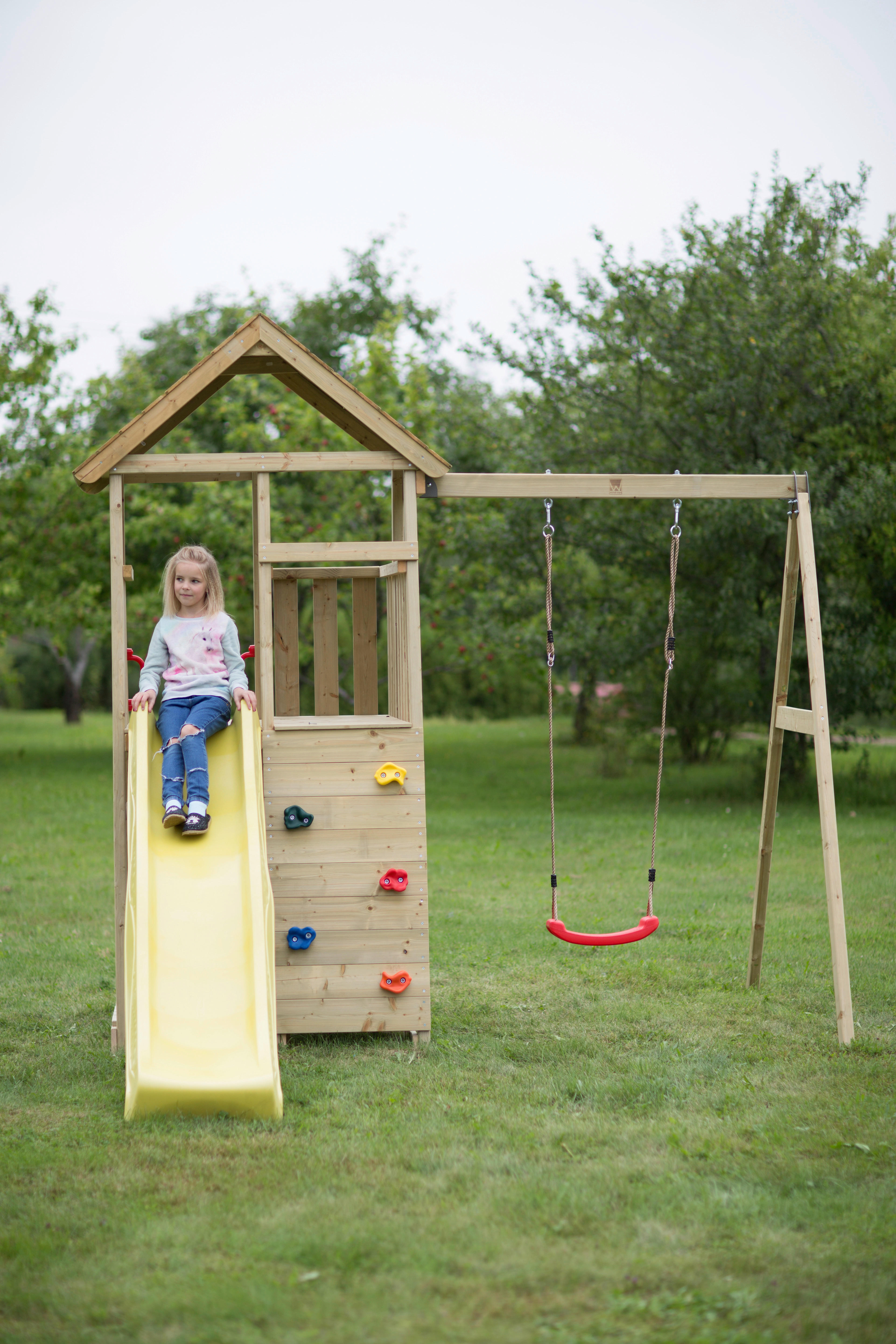 Wendi Toys Stelzenspielhaus Pelikan natur B/H/T: ca. 270x270x280 cm Pelikan - gelb/natur (270,00/270,00/280,00cm) - Wendi Toys