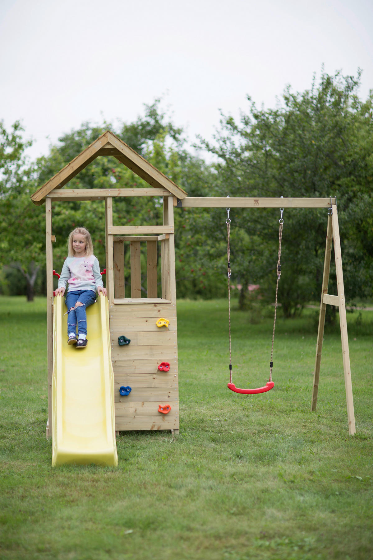 Wendi Toys Stelzenspielhaus Pelikan natur B/H/T: ca. 270x270x280 cm Pelikan - gelb/natur (270,00/270,00/280,00cm) - Wendi Toys