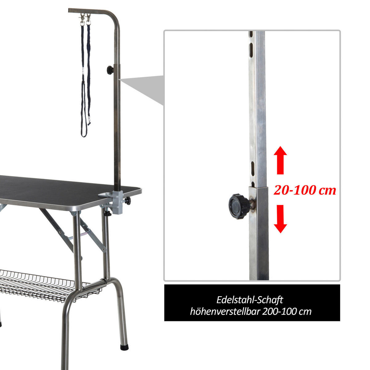 PawHut Hundetrimmtisch schwarz Gummi B/H/L: ca. 62x77x92 cm Hundetrimmtisch - schwarz/silber (92,00/62,00/77,00cm) - PawHut