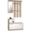 Kompaktgarderobe Rudolf Eiche Sonoma Nachbildung weiß B/H/T: ca. 100x180x25 cm Rudolf - Eiche/weiß (100,00/180,00/25,00cm)