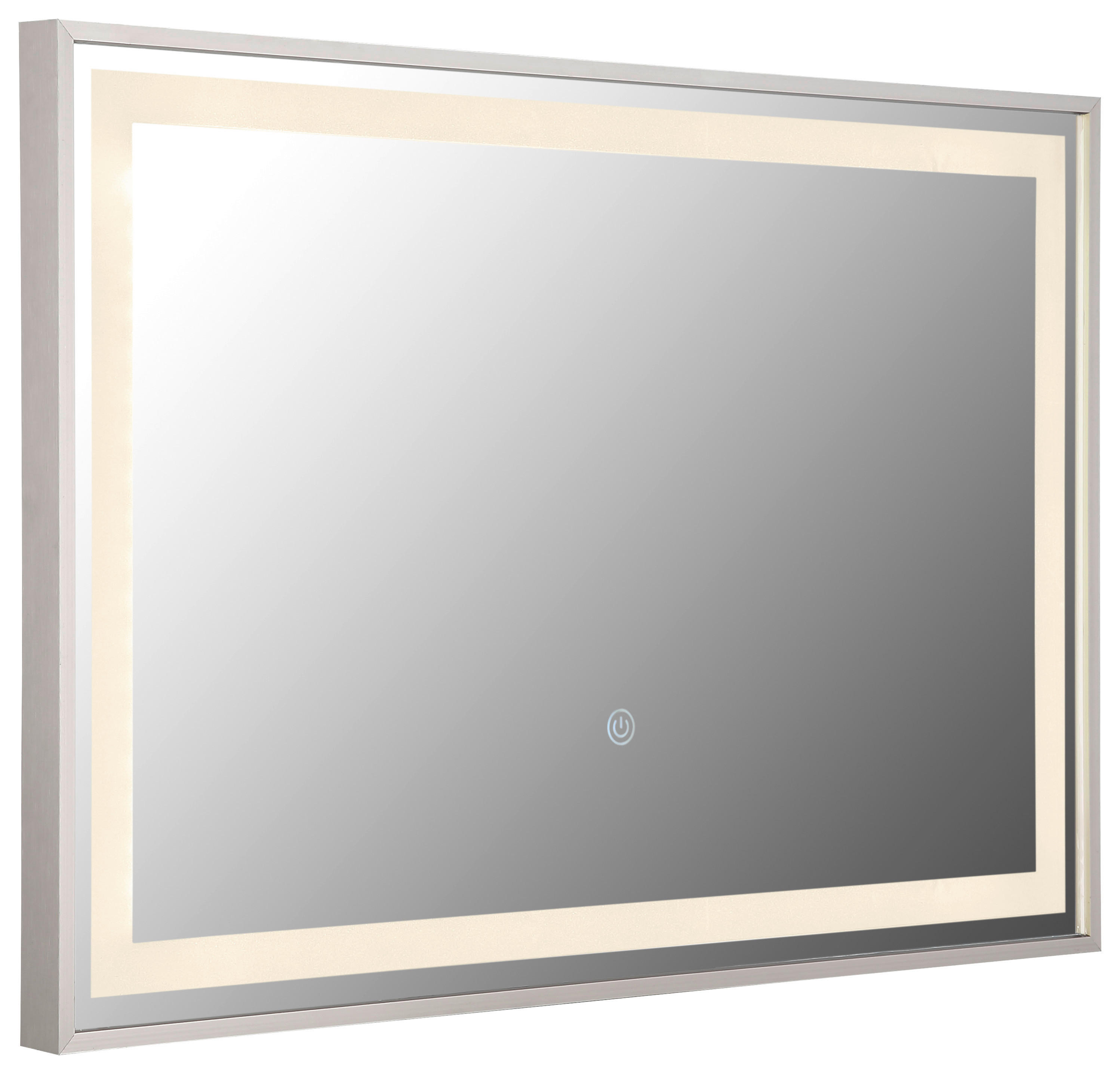 GLOBO LED-Wandspiegel nickel matt Kunststoff Glas Metall B/H/T: ca. 60x40x2,8 cm 1 Brennstellen RIVAS - nickel matt (60,00/40,00/2,80cm) - GLOBO