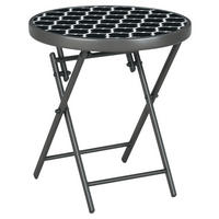 Outsunny Garten-Beistelltisch schwarz Metall B/H/L: ca. 45x50x45 cm Garten-Beistelltisch - schwarz (45,00/45,00/50,00cm) - Outsunny
