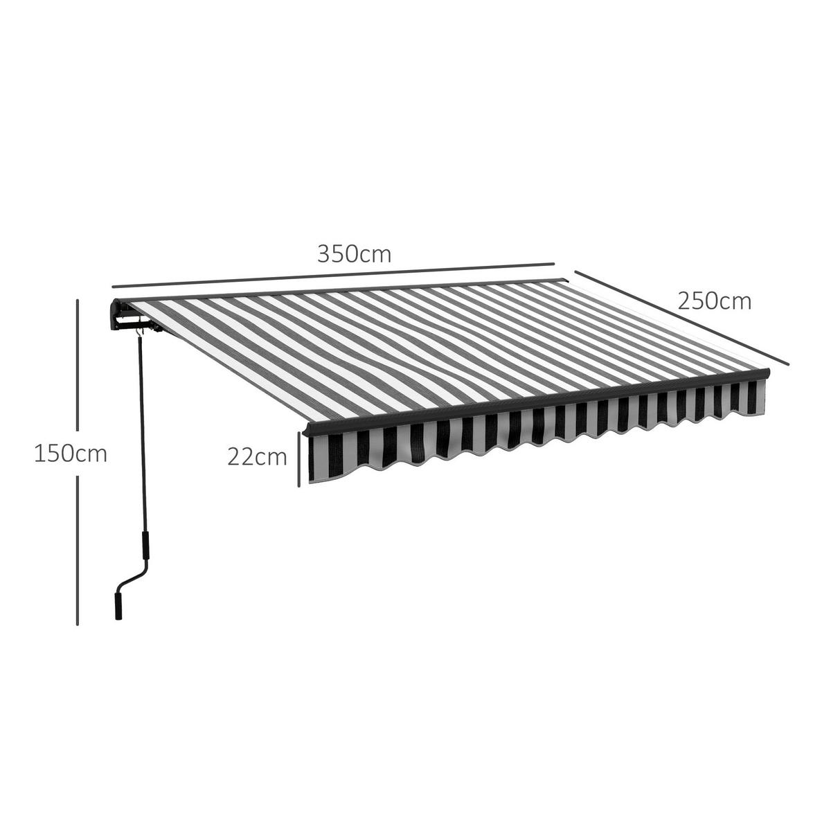 Gelenkarmmarkise weiß B/H/L: ca. 250x150x350 cm Gelenkarmmarkise - weiß/grau (350,00/250,00/150,00cm) - Outsunny