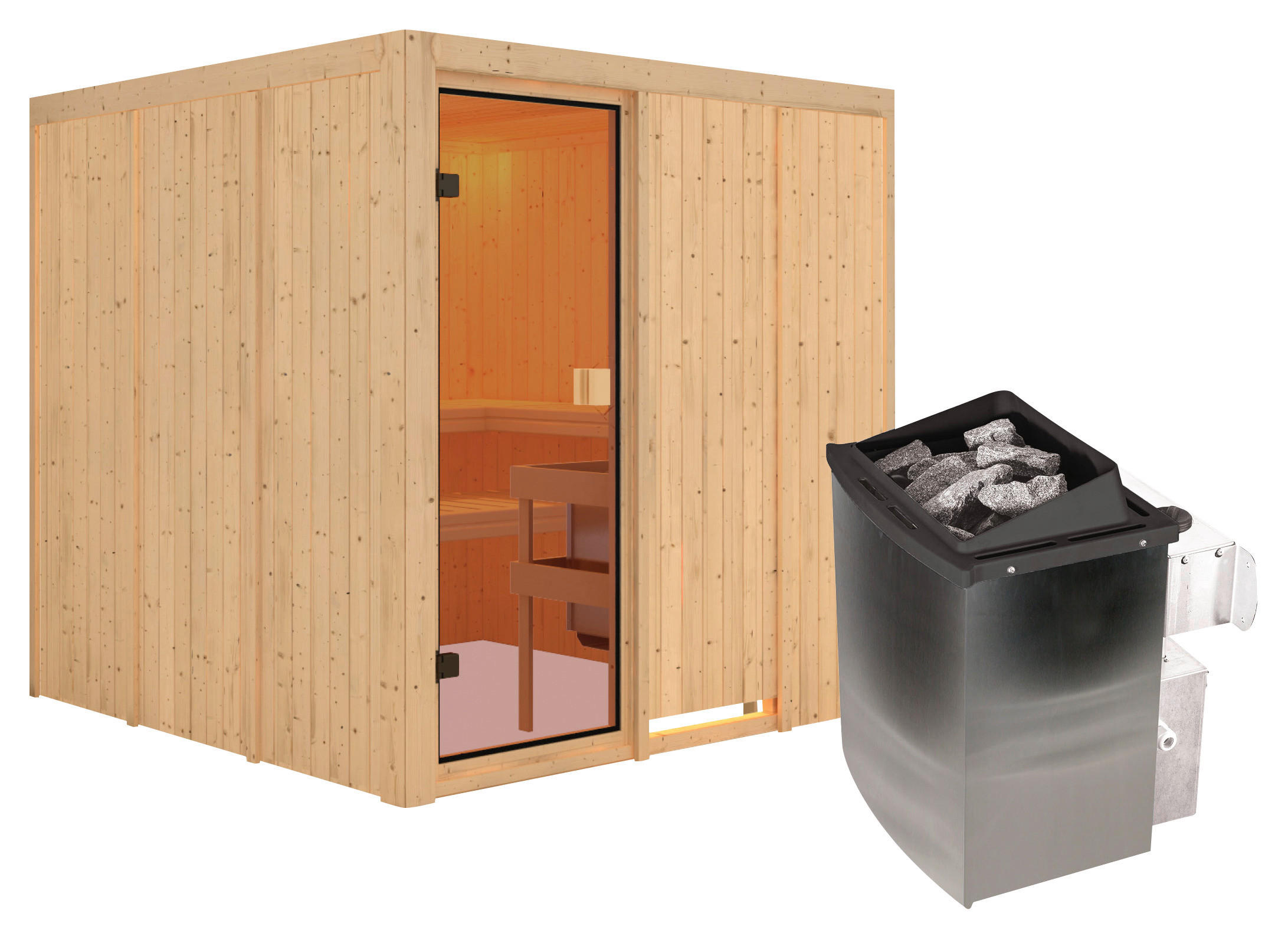 Karibu Sauna Ano Front natur B/H/T: ca. 196x198x196 cm