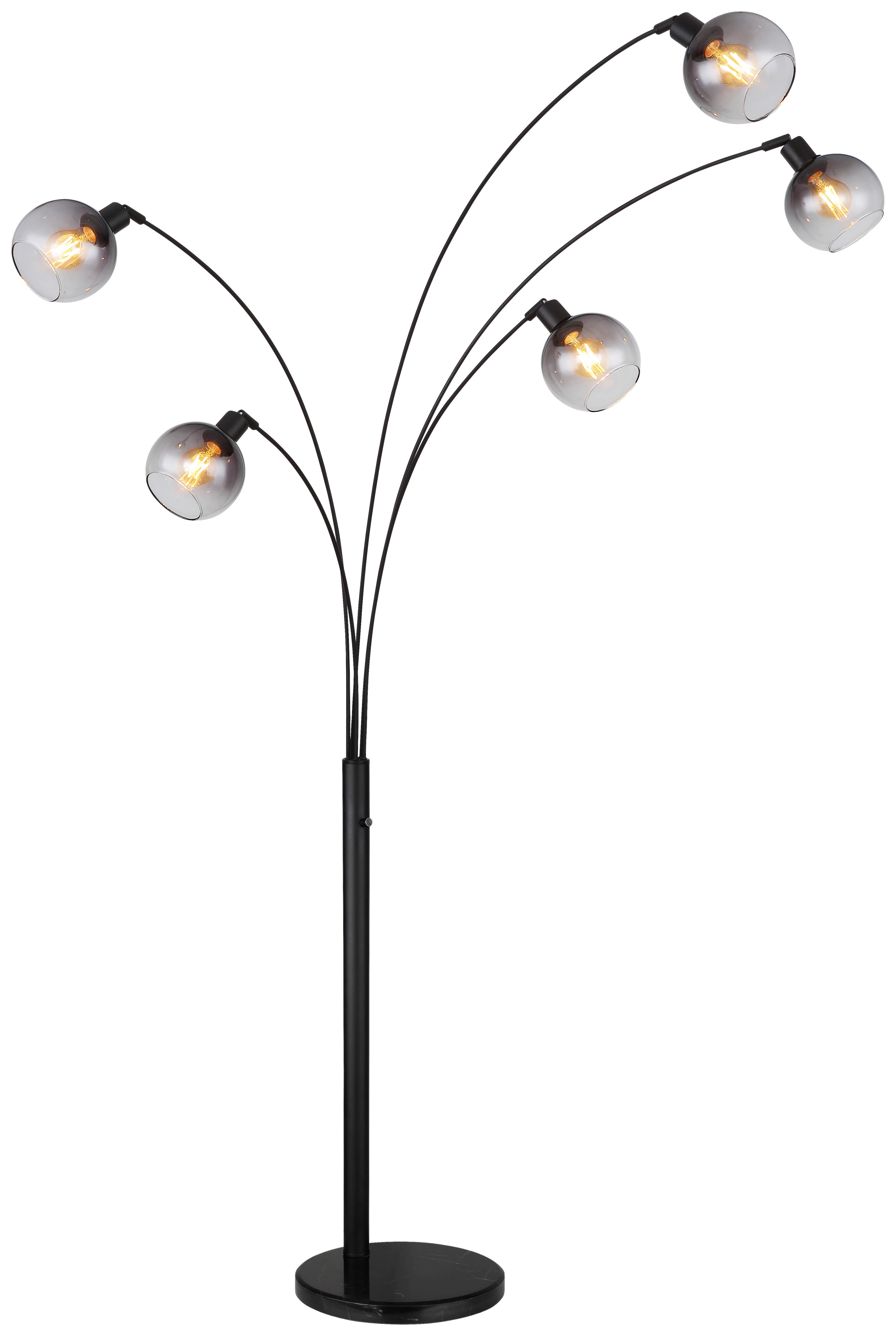 Stehleuchte Seymour 58228NBS schwarz Rauchglas B/H/L: ca. 110x208x98 cm E27 5 Brennstellen Stehleuchte_Seymour - schwarz (98,00/110,00/208,00cm)