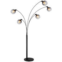 Stehleuchte Seymour 58228NBS schwarz Rauchglas B/H/L: ca. 110x208x98 cm E27 5 Brennstellen Stehleuchte_Seymour - schwarz (98,00/110,00/208,00cm)