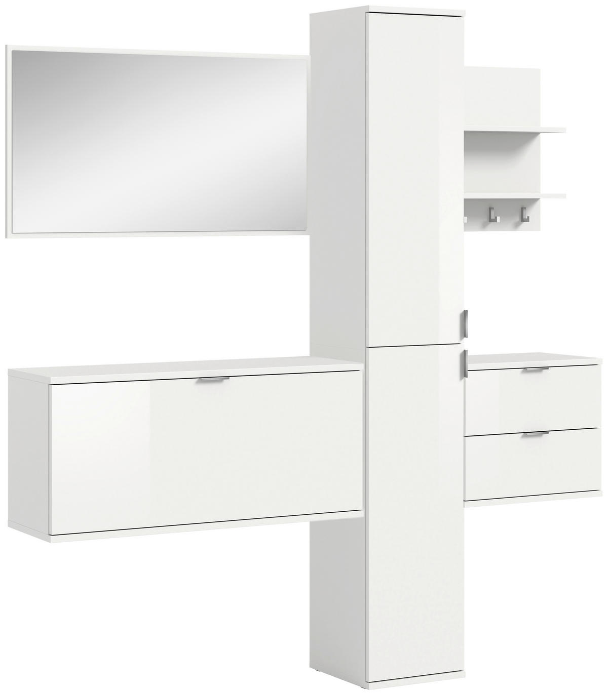 Garderobe PROJEKT X weiß weiß Hochglanz B/H/T: ca. 174x191x37 cm PROJEKT X - weiß (174,00/191,00/37,00cm) - xonox.home