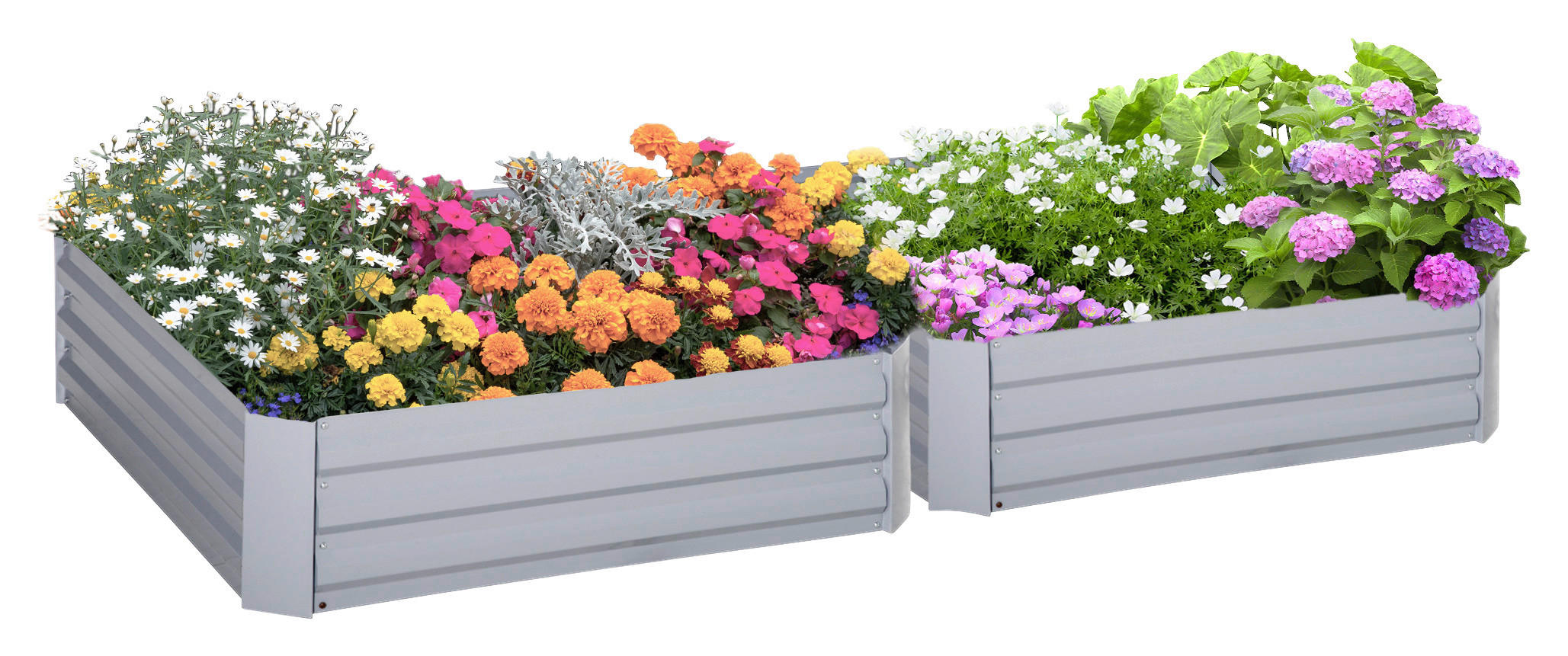 Outsunny Hochbeet 2er-Set grau Stahl B/H/L: ca. 100x30x100 cm Hochbeet 2er-Set - grau (100,00/100,00/30,00cm) - Outsunny