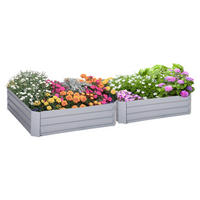 Outsunny Hochbeet 2er-Set grau Stahl B/H/L: ca. 100x30x100 cm Hochbeet 2er-Set - grau (100,00/100,00/30,00cm) - Outsunny