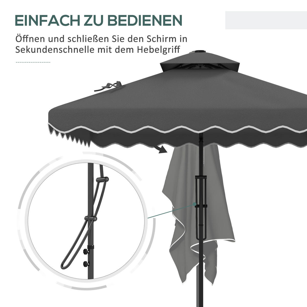 Outsunny Sonnenschirm dunkelgrau Metall B/H/L: ca. 243x251x243 cm Sonnenschirm - dunkelgrau (243,00/243,00/251,00cm) - Outsunny