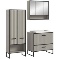 Badezimmer-Set BAGNO schwarz Kaschmirgrau Nachbildung B/H/T: ca. 154x192x48 cm BAGNO - schwarz (154,00/192,00/48,00cm) - xonox.home