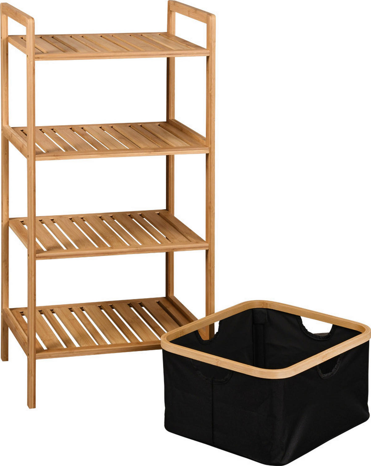 Kesper Regal schwarz Polyester B/H/L: ca. 33x93,5x44 cm Regal_mit_Korb - braun/schwarz (44,00/33,00/93,50cm) - Kesper