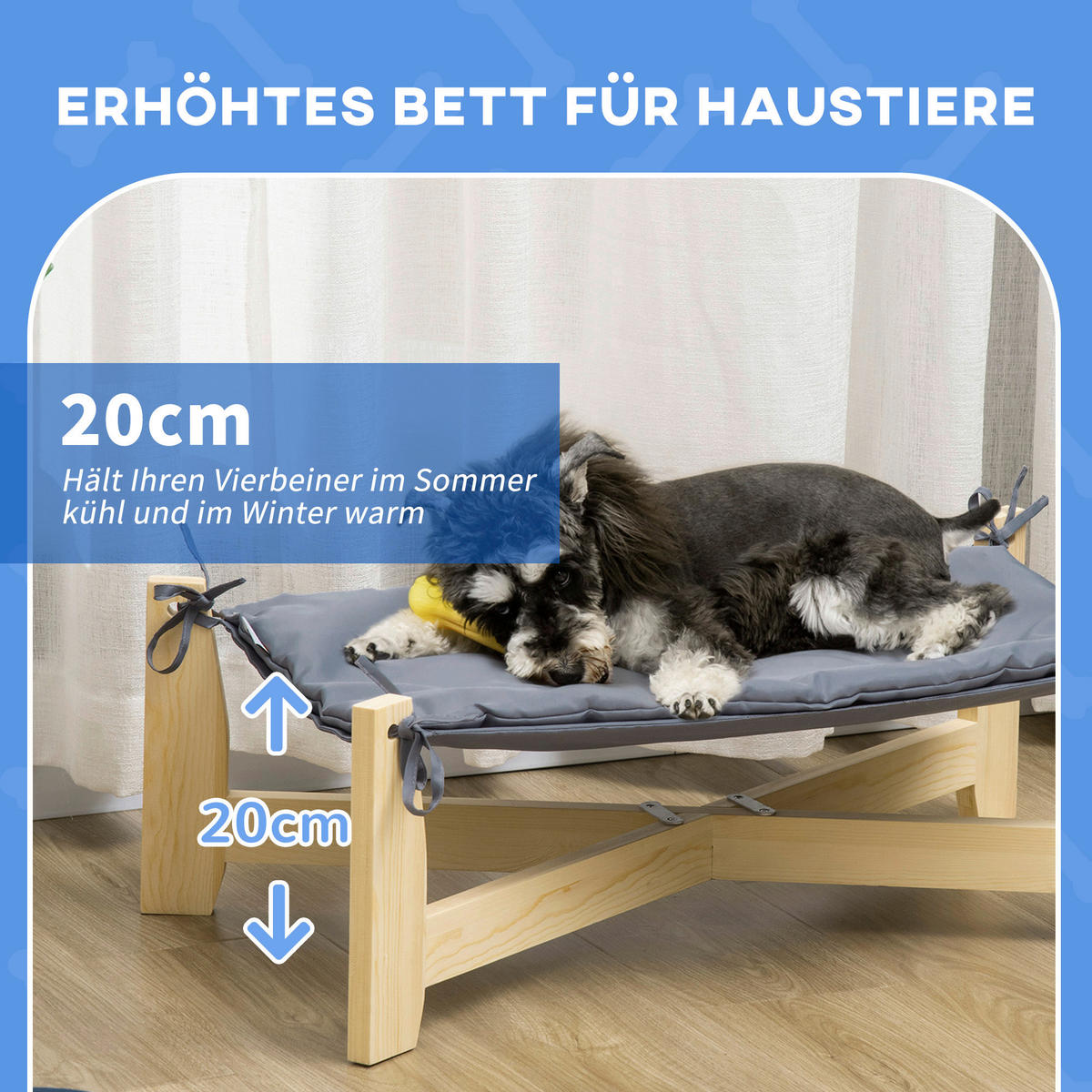 PawHut Haustierbett natur Polyester B/H/L: ca. 40x25x72 cm Haustierbett - hellgrau/natur (72,00/40,00/25,00cm) - PawHut