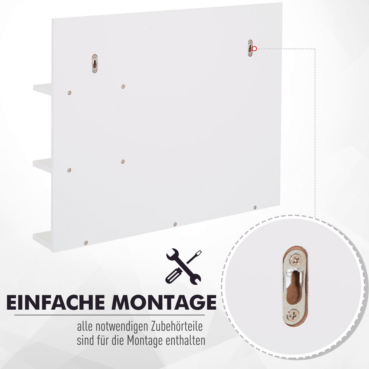 Badspiegel 834-207 weiß B/H/T: ca. 60x48x10 cm 834-207 - weiß (60,00/48,00/10,00cm) - kleankin