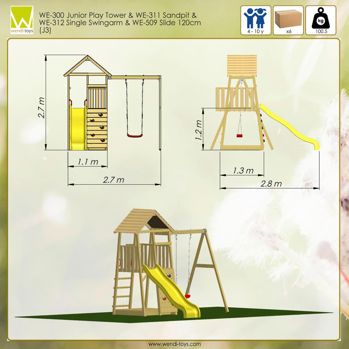 Wendi Toys Stelzenspielhaus Biene natur B/H/T: ca. 270x270x280 cm Biene - gelb/natur (270,00/270,00/280,00cm) - Wendi Toys