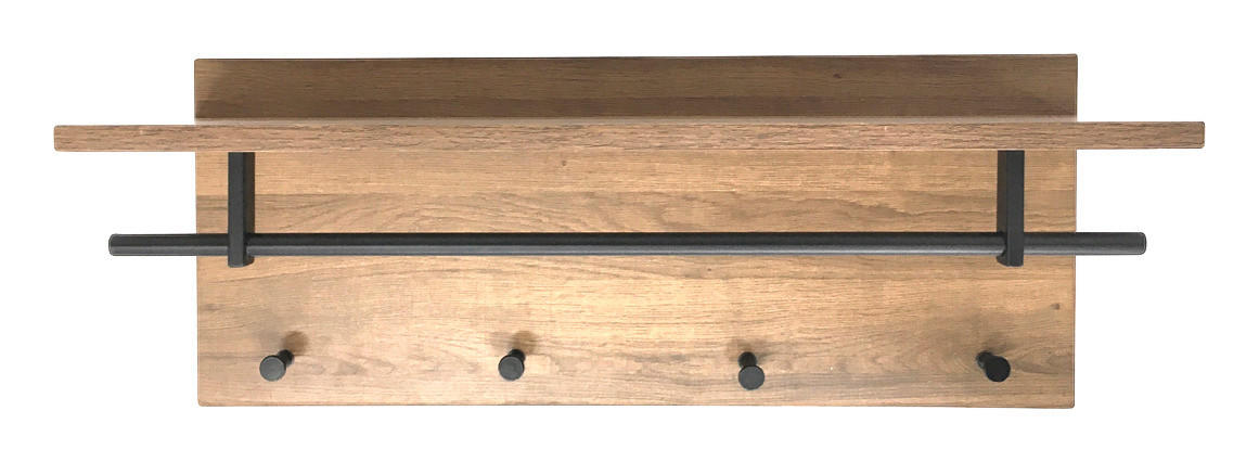Wandgarderobe  Eiche Nachbildung B/H/T: ca. 75x36x26 cm Parma_5_Wandgarderobe - Eiche/schwarz (75,00/36,00/26,00cm)