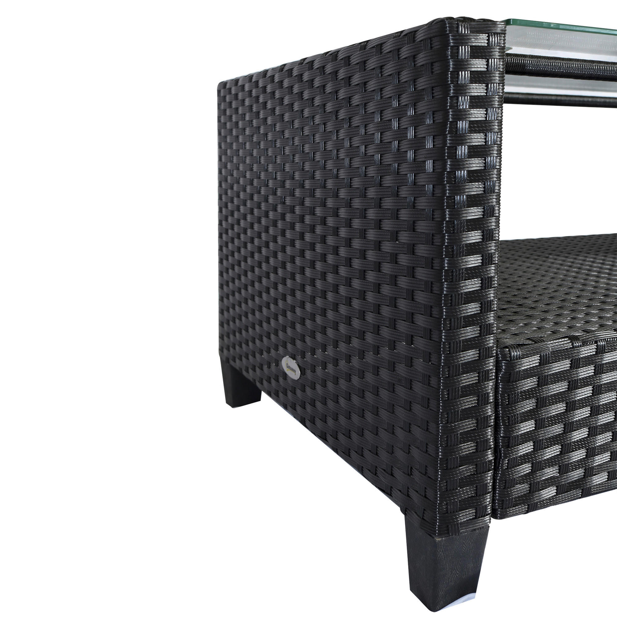 Outsunny Sitzgruppe cremeweiß Polyrattan B/H/L: ca. 68x124x76 cm Gartenmöbel-Set - schwarz/cremeweiß (76,00/68,00/124,00cm) - Outsunny