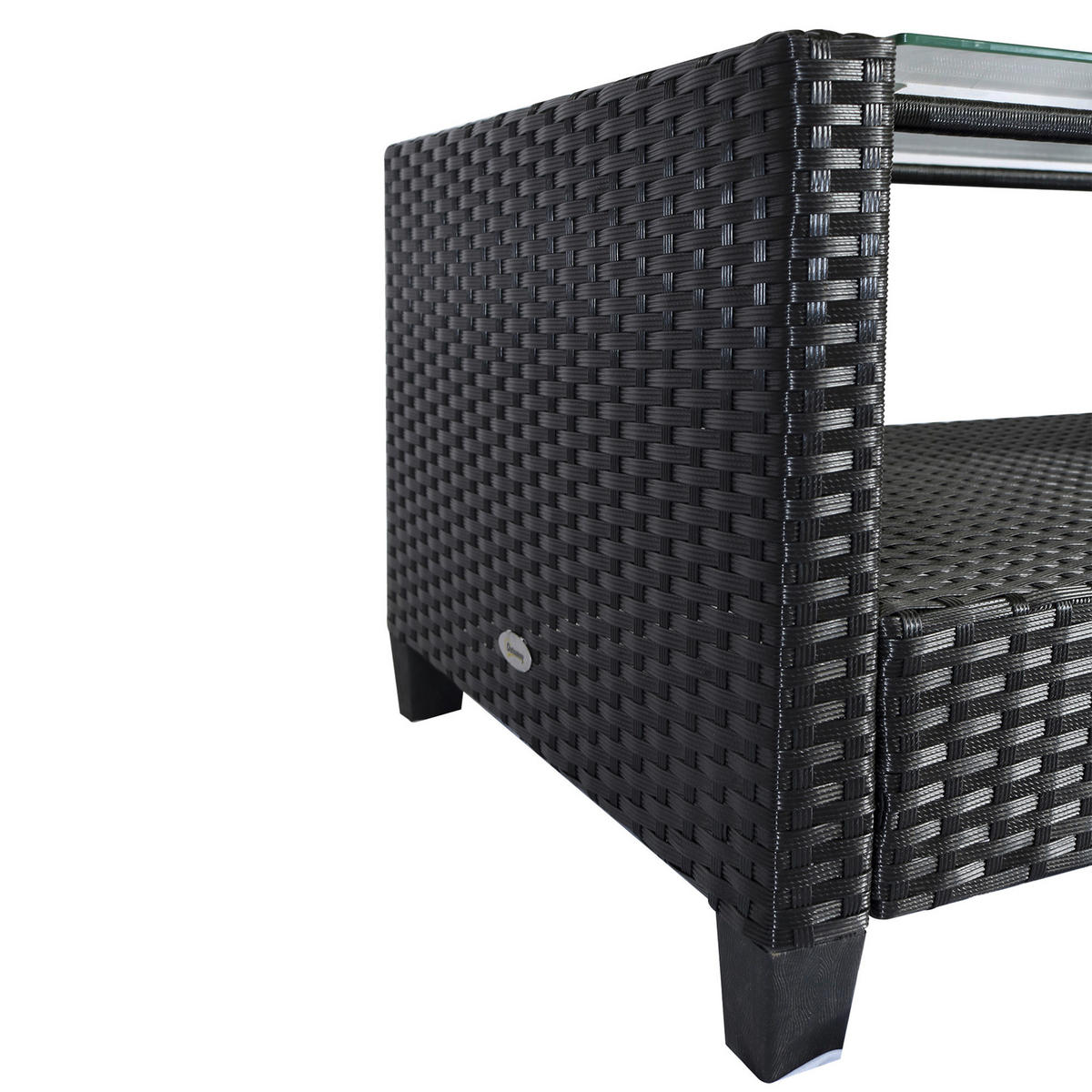 Outsunny Sitzgruppe cremeweiß Polyrattan B/H/L: ca. 68x124x76 cm Gartenmöbel-Set - schwarz/cremeweiß (76,00/68,00/124,00cm) - Outsunny