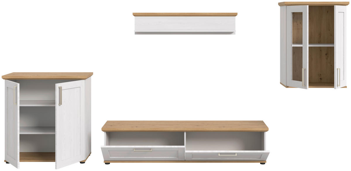 Wohnwand VERONA Lärche Nachbildung Eiche Nachbildung B/H/T: ca. 336x161x40 cm VERONA - Eiche/Lärche (336,00/161,00/40,00cm) - xonox.home