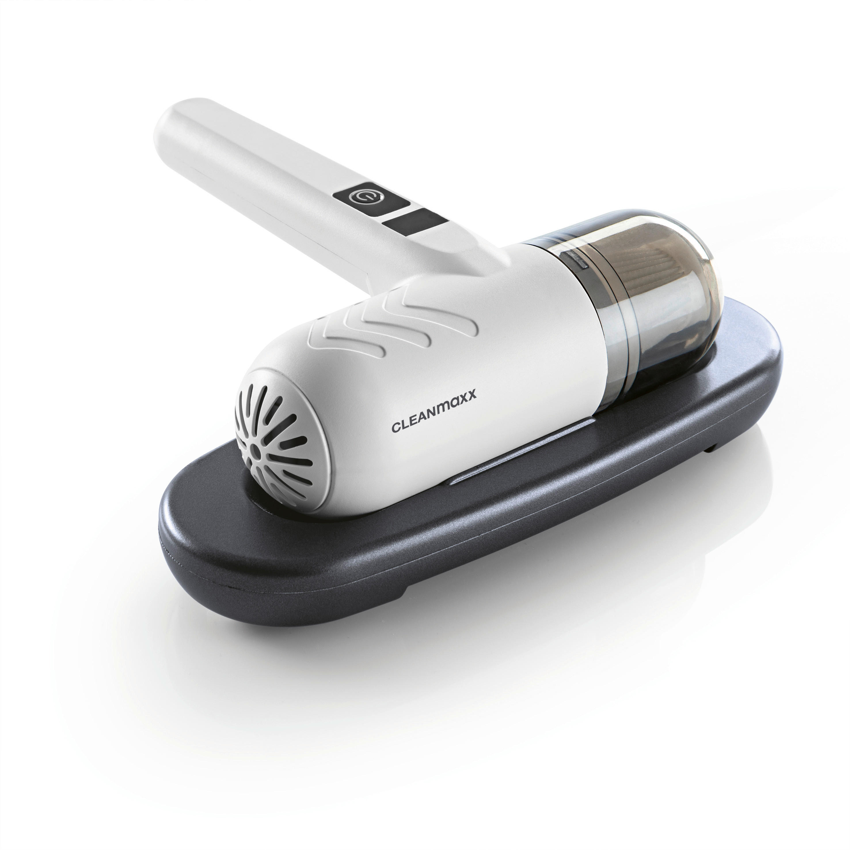 CLEANmaxx Handstaubsauger grau weiß Kunststoff B/H/L: ca. 17,7x7,7x22 cm Akku-Milbensauger 15440 - weiß/grau (22,00/17,70/7,70cm) - CLEANmaxx