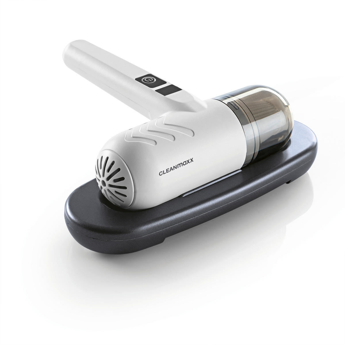 CLEANmaxx Handstaubsauger grau weiß Kunststoff B/H/L: ca. 17,7x7,7x22 cm Akku-Milbensauger 15440 - weiß/grau (22,00/17,70/7,70cm) - CLEANmaxx