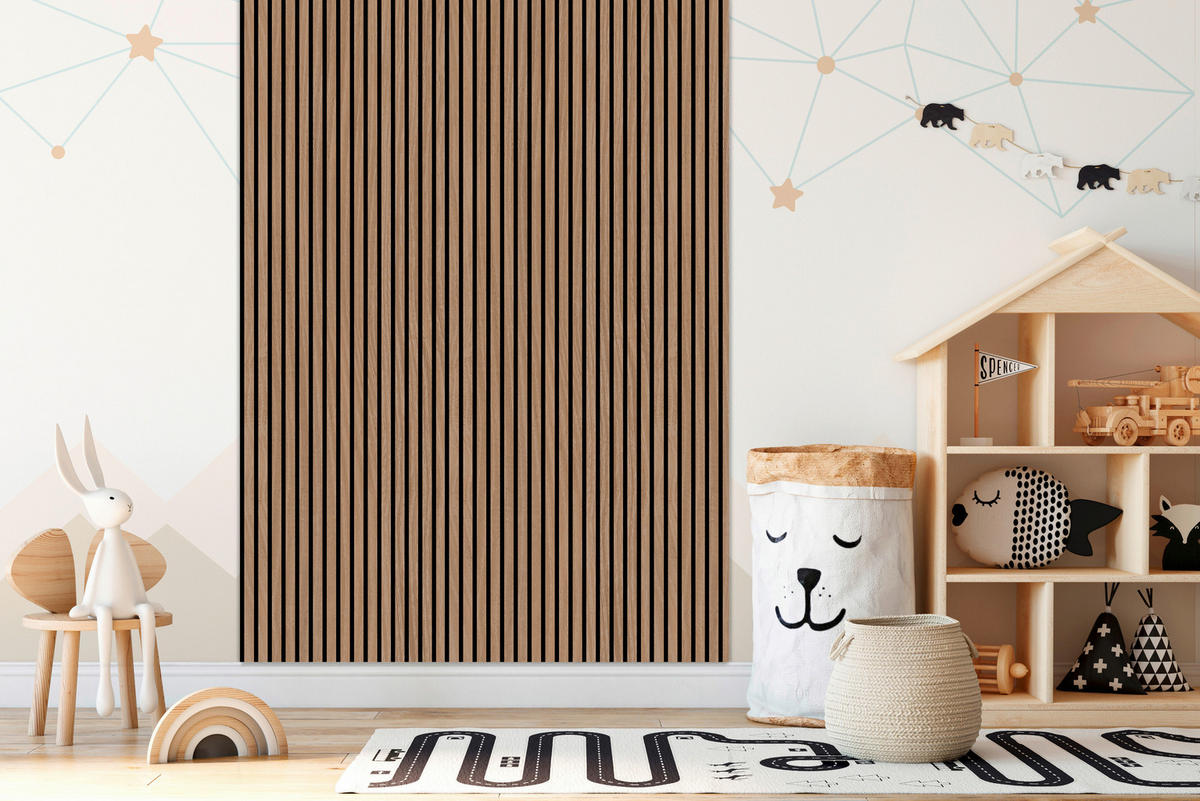 Wand-und Akustikpaneel braun L/B/H: ca. 244x60x1 cm pro Stück Akustikpaneel 244x60 Oiled Oak - braun (244,00/60,00/1,00cm)
