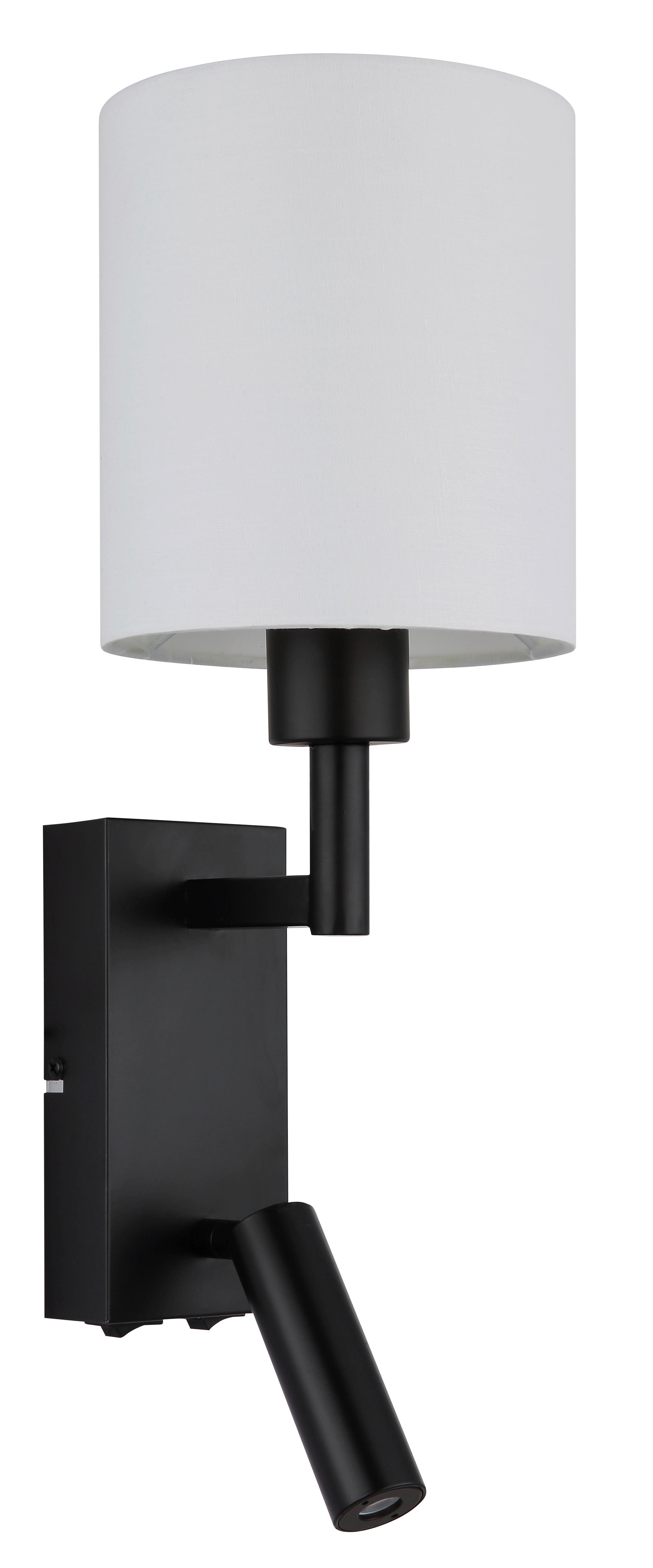 GLOBO Wandleuchte weiß schwarz Metall B/H/L: ca. 17x45,5x15 cm E27 2 Brennstellen Zamora - weiß/schwarz (15,00/17,00/45,50cm) - GLOBO