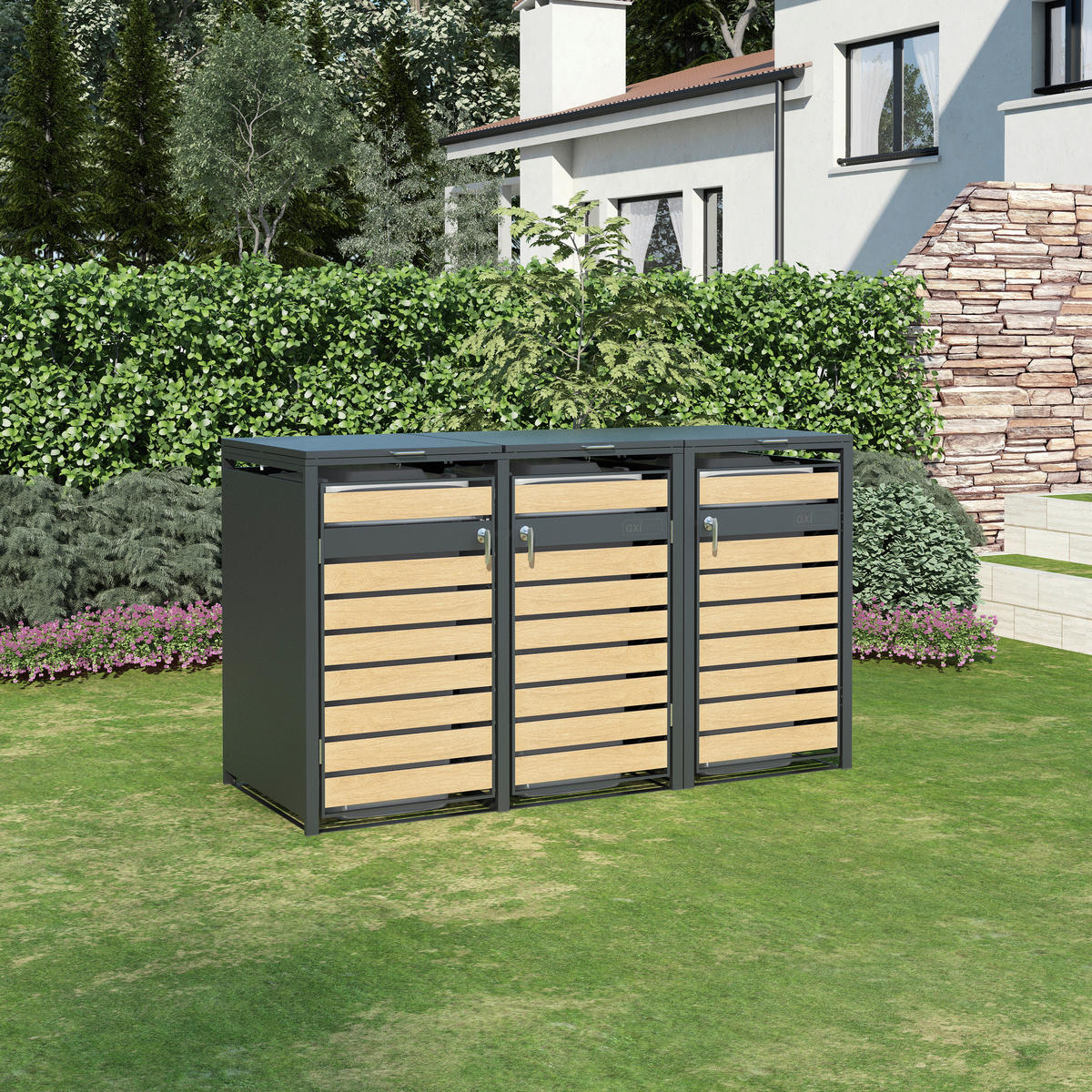 AXI Outdoor Living Mülltonnenbox Lucas braun B/H/L: ca. 80x116x200 cm Lucas - braun (200,00/80,00/116,00cm) - AXI Outdoor Living