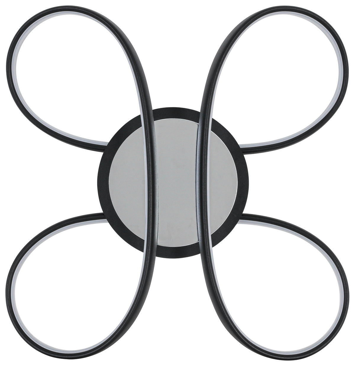 Nolo LED Deckenleuchte Chrom schwarz Kunststoff Metall B/H/L: ca. 48x12x48 cm 2 Brennstellen LED-Deckenleuchte_Markus - schwarz/Chrom (48,00/48,00/12,00cm) - Nolo