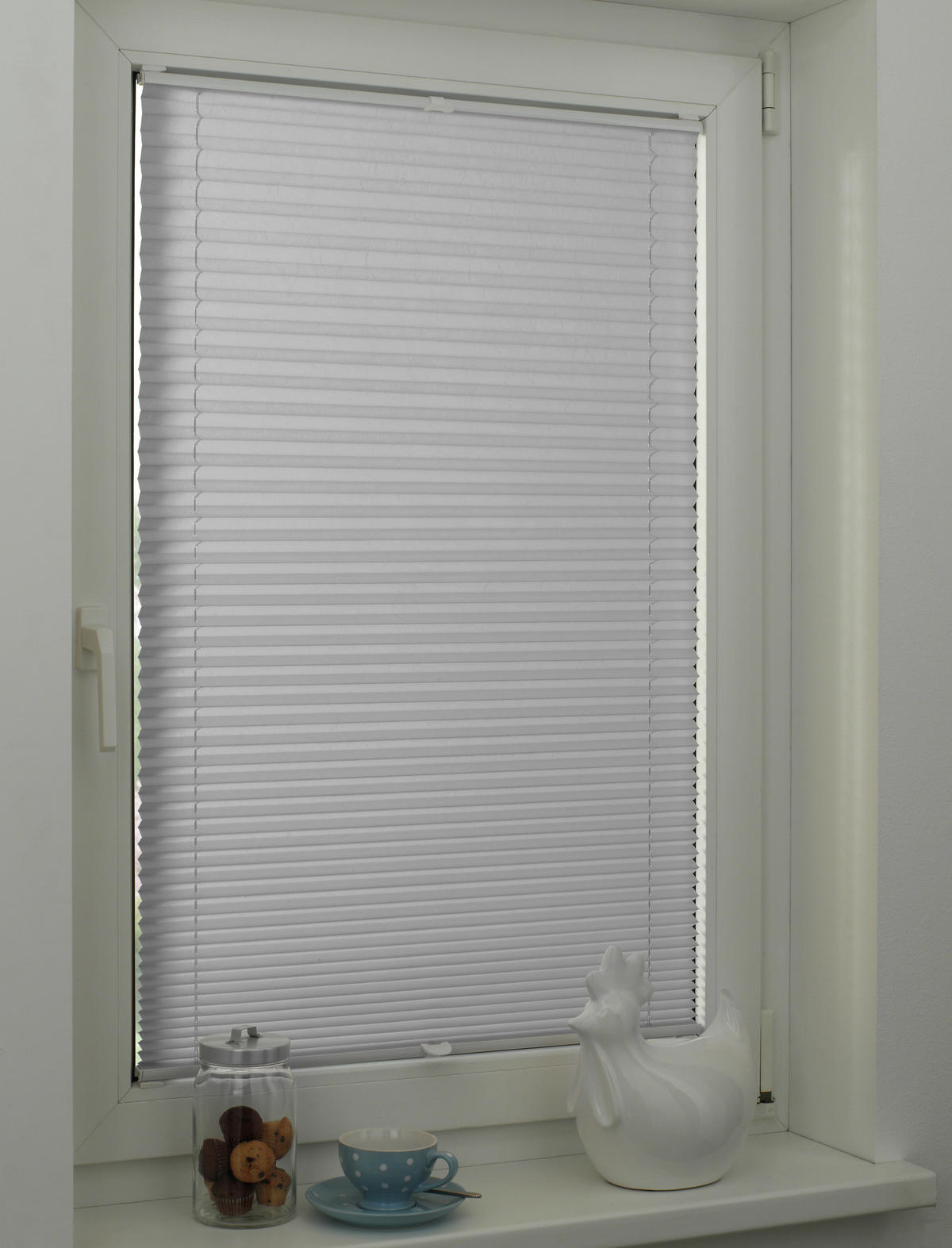 Spannplissee silber B/L: ca. 60x130 cm Plissee-uni_TL - silber (60,00/130,00cm) - Boviva