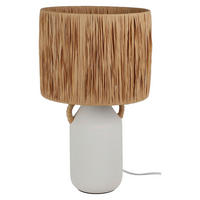 Tischlampe braun weiß Keramik E27 1 Brennstellen Tischlampe - braun/weiß