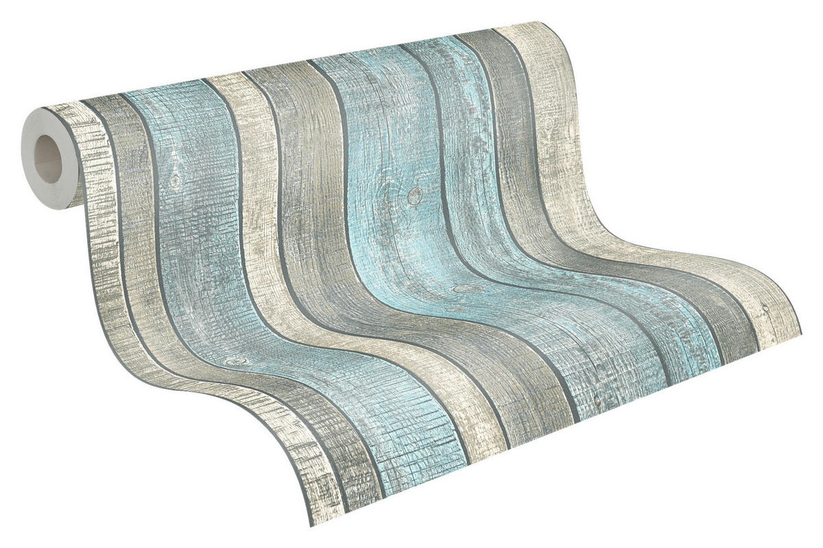 A.S.Creation Vliestapete Best of Wood`n Stone 2nd Edition Holzoptik blau grau B/L: ca. 53x1005 cm Best of Wood`n Stone 2nd Edition - blau/grau (53,00/1005,00cm) - A.S.Creation