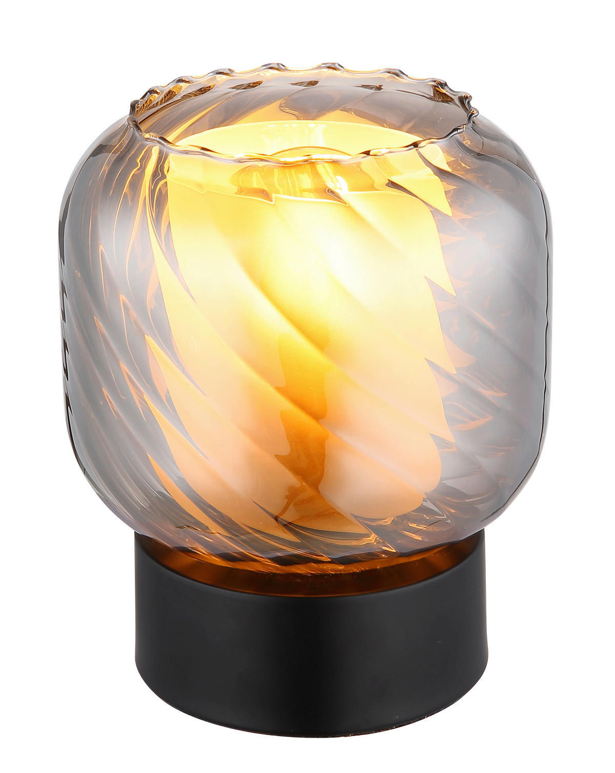 GLOBO Tischleuchte Rauch mattschwarz Metall Glas H/D: ca. 17x14 cm E27 1 Brennstellen Xia - mattschwarz/Rauch (14,00/17,00cm) - GLOBO