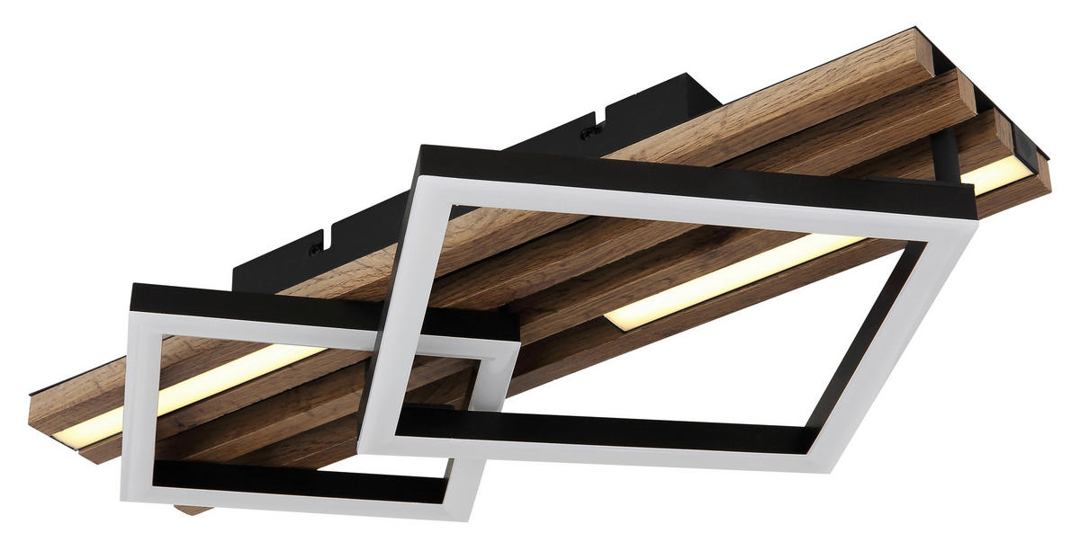 GLOBO LED-Deckenleuchte OBRIEN 67344D1 mattschwarz Opal Kunststoff Metall MDF B/H/L: ca. 47,5x9,5x31 cm 1 Brennstellen OBRIEN - Opal/mattschwarz (31,00/47,50/9,50cm) - GLOBO
