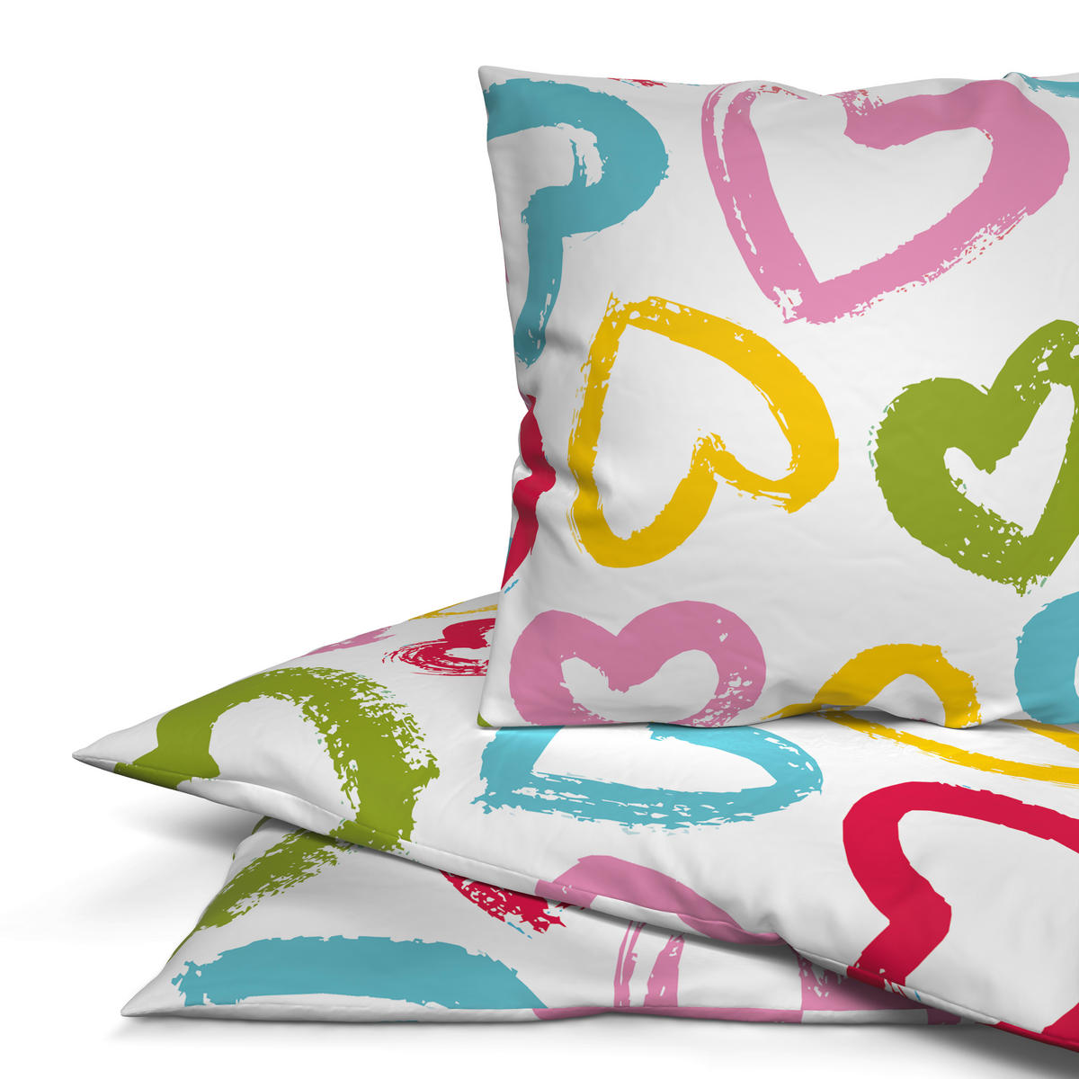 Microfaser Bettwäsche Jugendbettwäsche Herzen - multicolor (135,00/200,00cm)