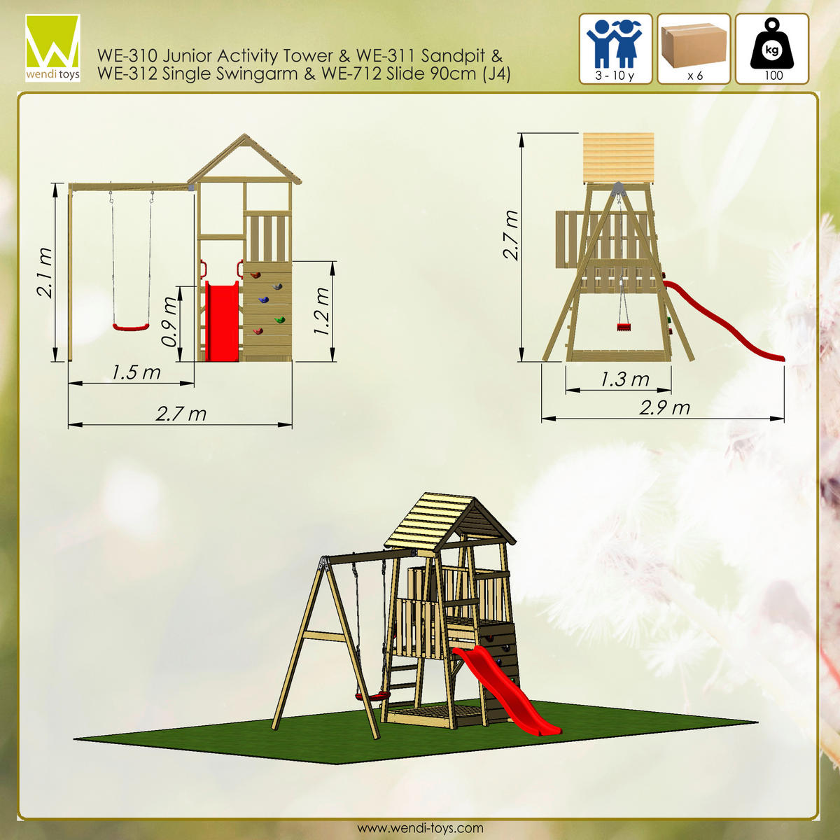 Wendi Toys Stelzenspielhaus Panda natur B/H/L: ca. 270x270x290 cm Panda - natur (290,00/270,00/270,00cm) - Wendi Toys