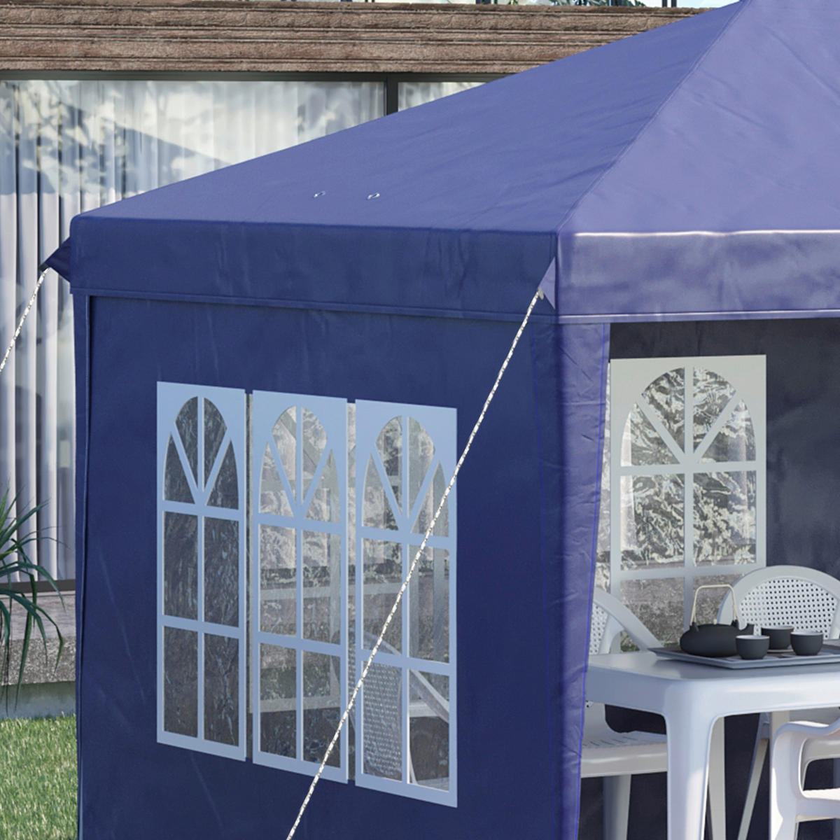 Outsunny Faltpavillon blau Polyester B/H/L: ca. 295x270x585 cm Faltpavillon - blau (585,00/295,00/270,00cm) - Outsunny